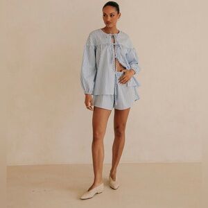 SABO Pennie Top blue and white with ties size medium